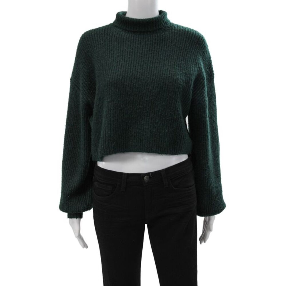 Monki Unisex Green Mock Neck Pullover Sweater Long Sleeve Size S
